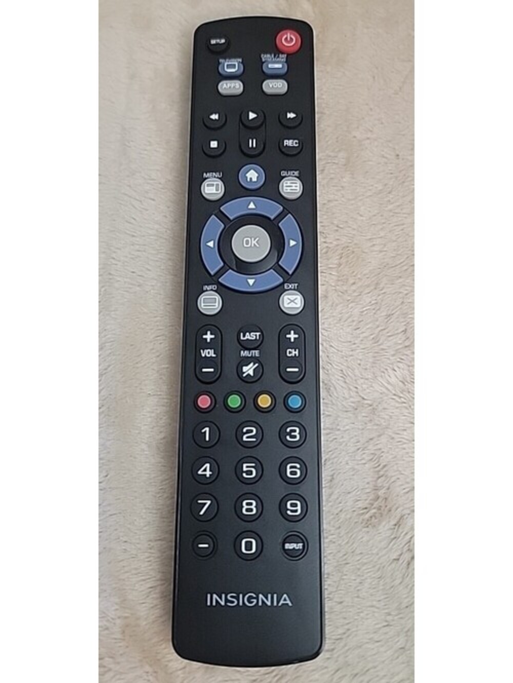 Insignia Remote Control A 184600 URC 110121A R00 Red Green Yellow Blue Works